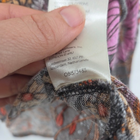 PILCRO Top XS Muted Floral Print Pink Orange Boho Indie - Picture 6 of 7